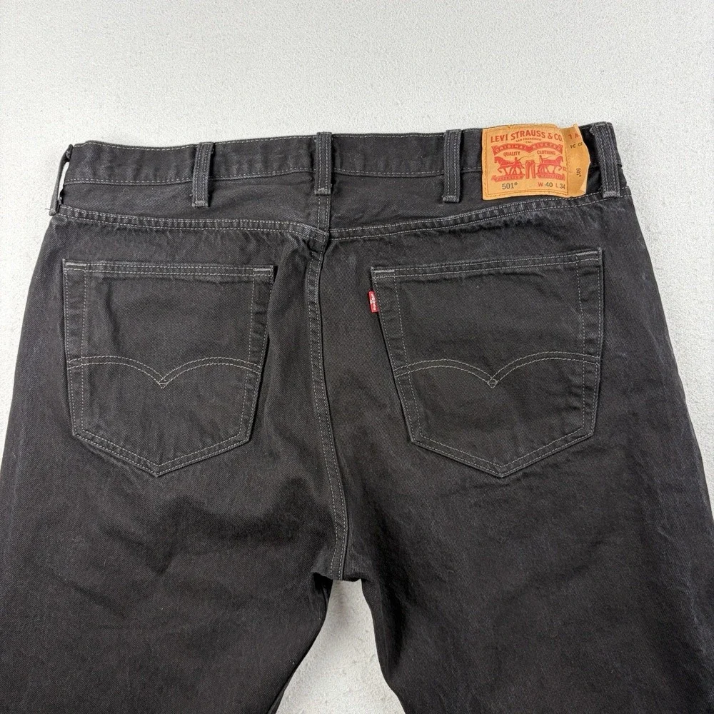 Levi's 501 Jeans Men's 40x34 Fits 40x33 Black Straight Leg Denim
